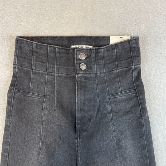 We the Free People Jayde Flare Bell Bottom Jeans Woimens Sz 25 Black Denim - Picture 3 of 12